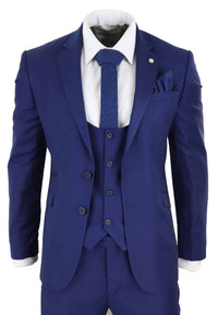 Mens Royal Blue 3 Piece Wedding Suit