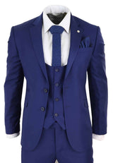 Mens Royal Blue 3 Piece Wedding Suit