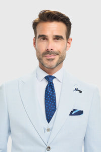 Pánské nebesky modré sako padnoucího střihu