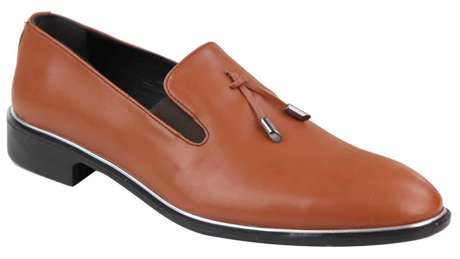 Mens Slip On Tassel Shoes with Metal Trim