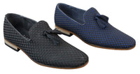 Mens Slip On Tassle Driving Shoes Smart Casual Retro Navy Blue Black Leather Lined