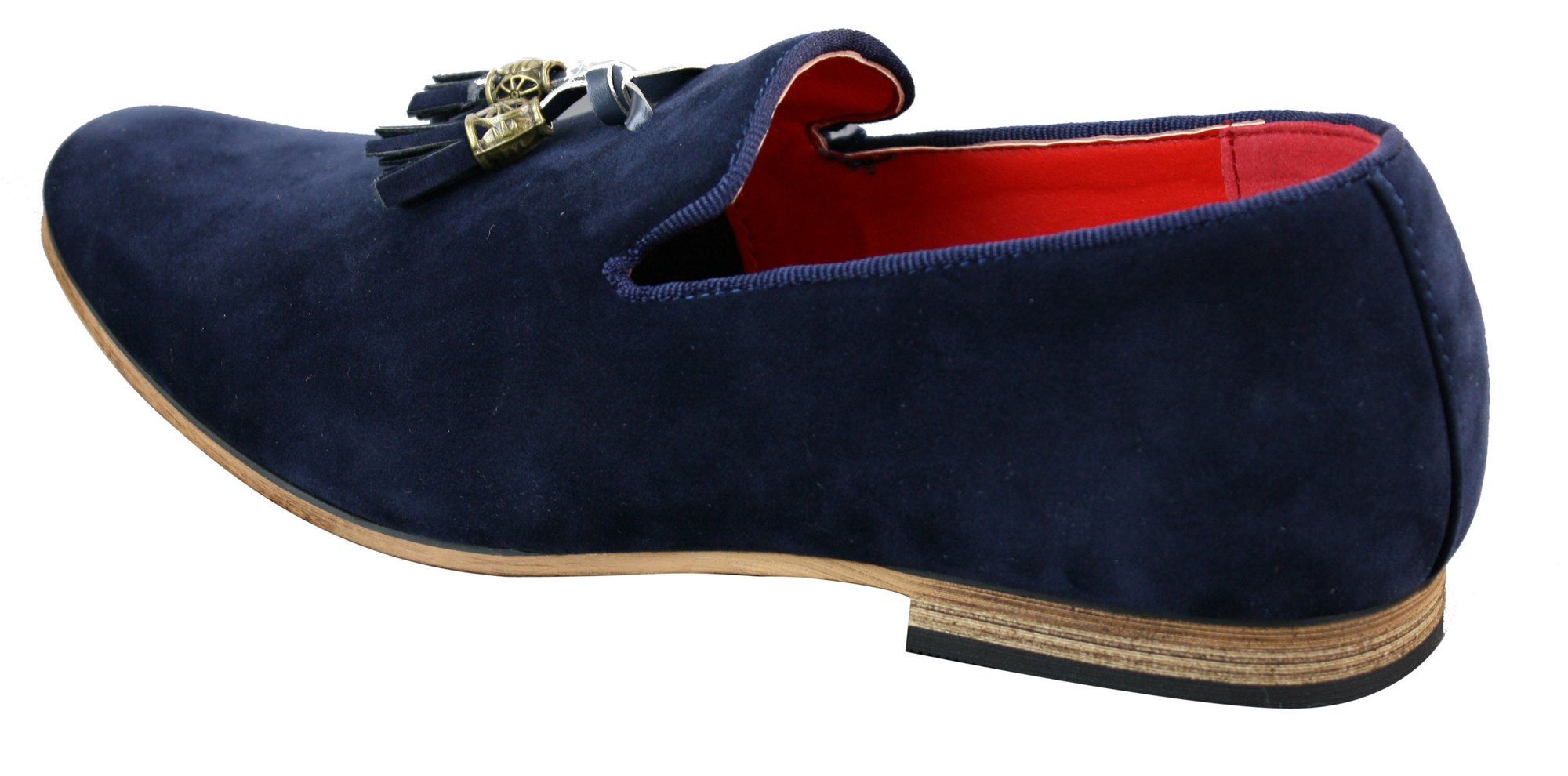 Mens Suede Leather PU Slip On Driving Shoes Loafers Tassel Red Grey Blue Brown Black