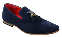 Mens Suede Leather PU Slip On Driving Shoes Loafers Tassel Red Grey Blue Brown Black