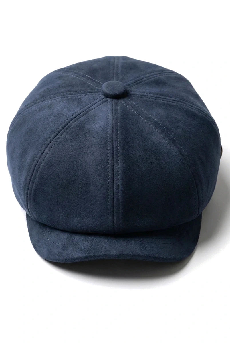 Pánský semišový vintage 8panelové klasické klobouky Gatsby Baker Boy - tmavě modré