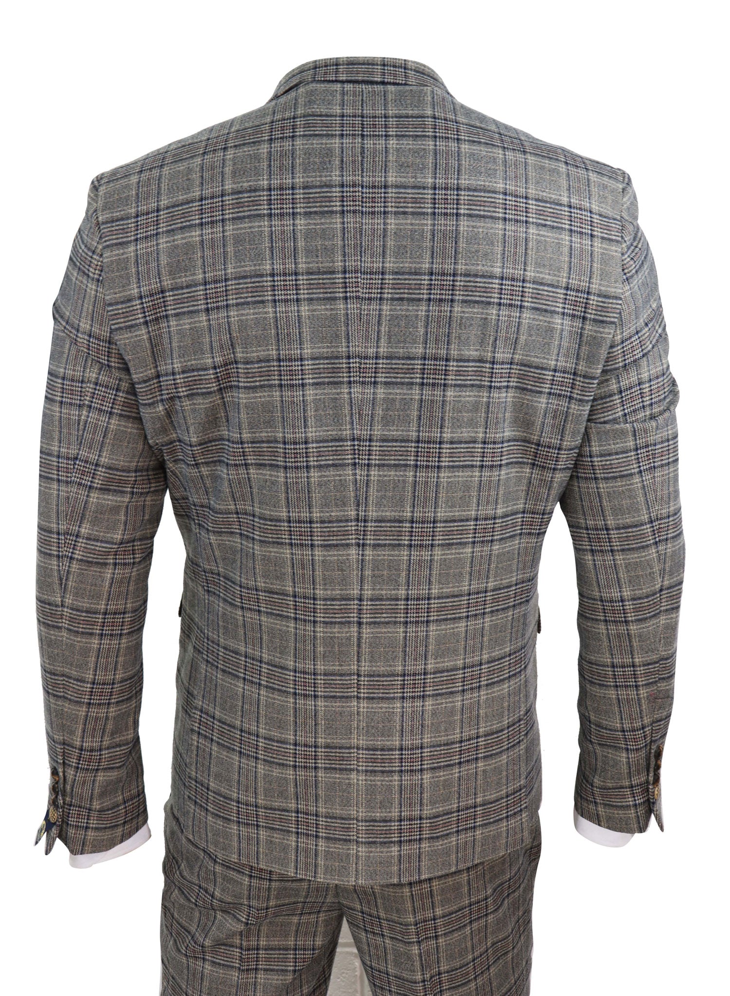 Mens Grey Сheckered 3 Piece Suit