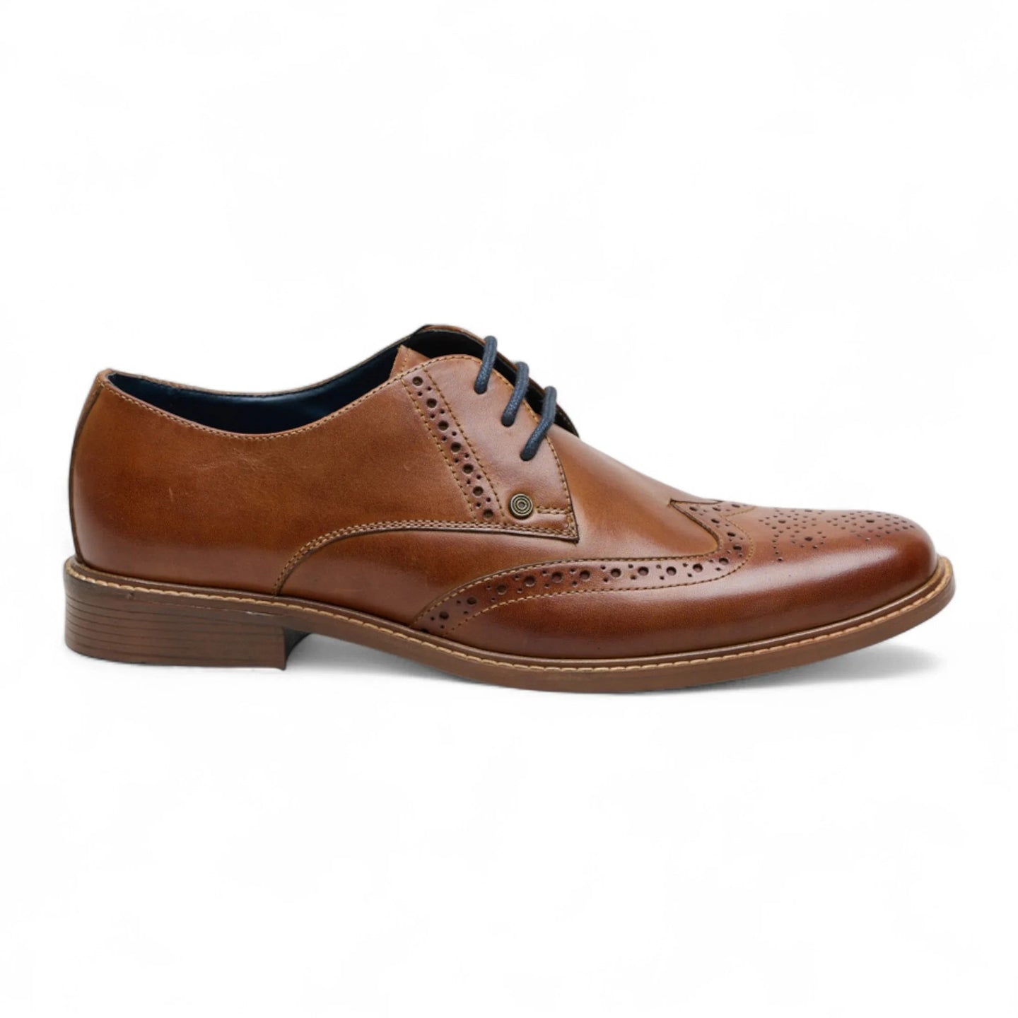 Pánské hnědé kožené společenské boty Oxford Brogue s křídlovým koncem