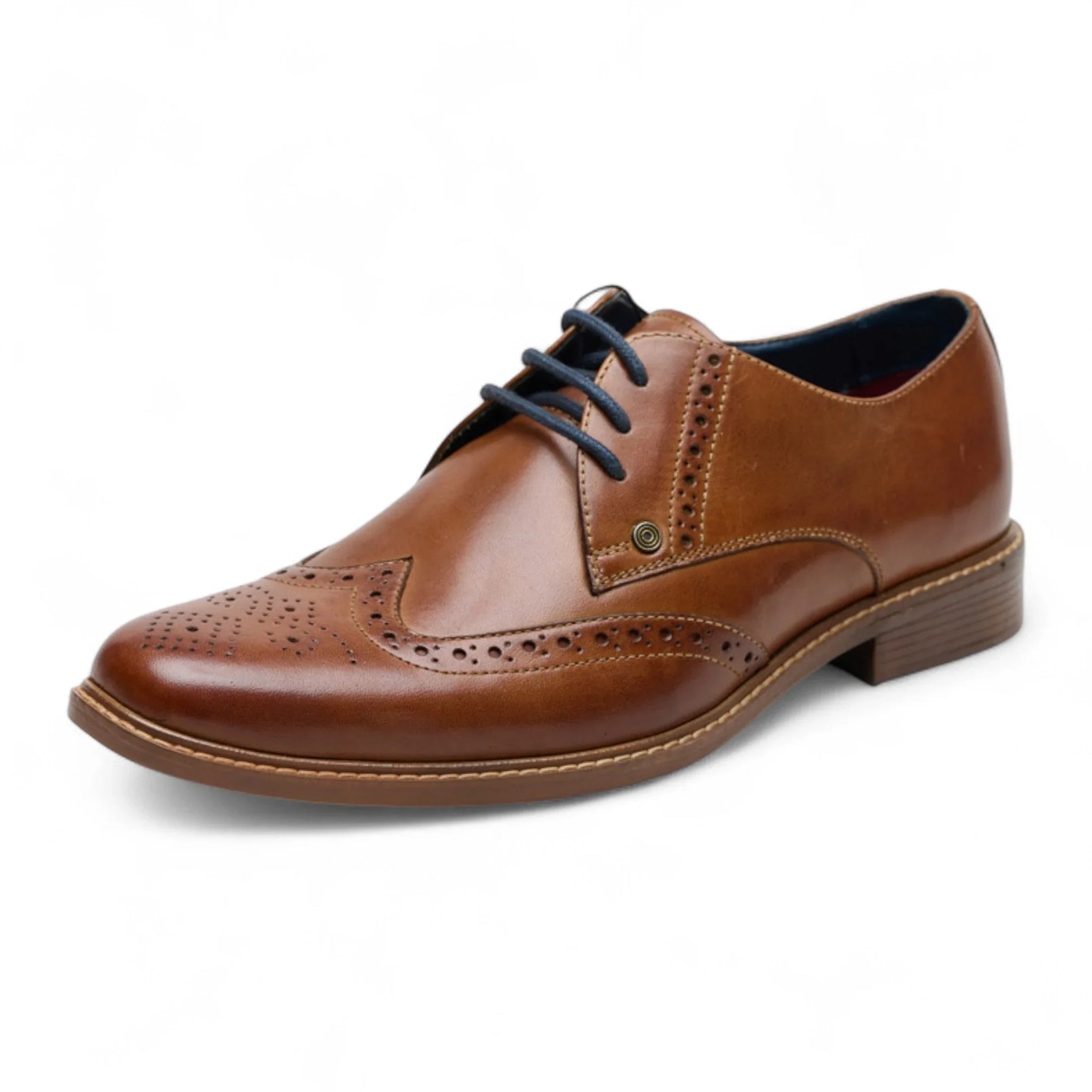 Pánské hnědé kožené společenské boty Oxford Brogue s křídlovým koncem