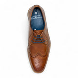 Pánské hnědé kožené společenské boty Oxford Brogue s křídlovým koncem