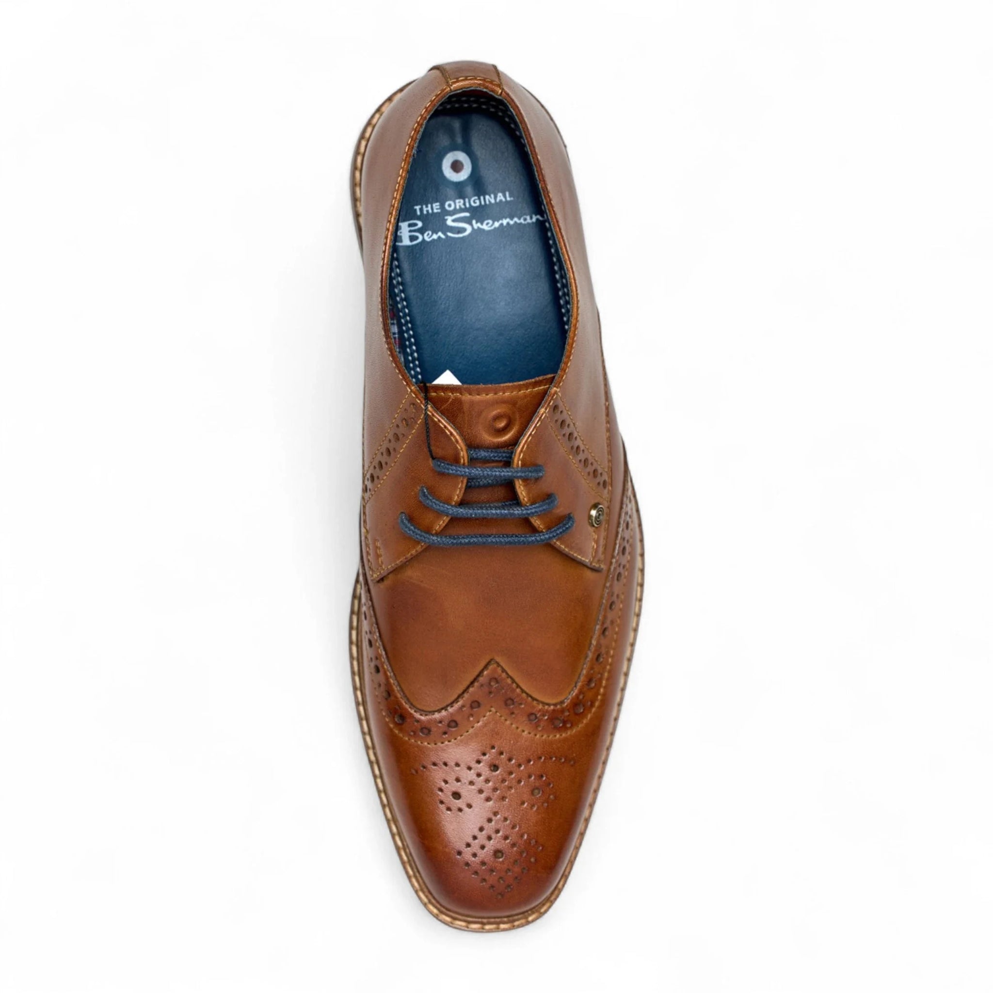Pánské hnědé kožené společenské boty Oxford Brogue s křídlovým koncem