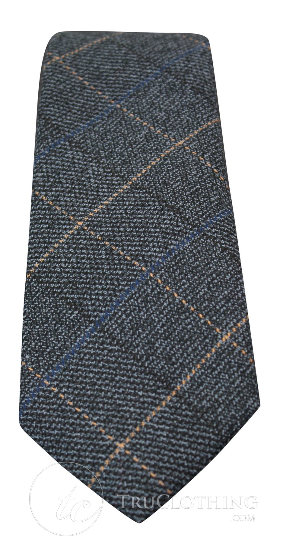 Mens Tweed Herringbone Textured Marc Darcy Ties Classic Vintage Retro Scott Blue
