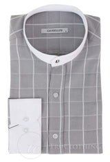 Mens Vintage Check Pattern Shirt with Removable Collar