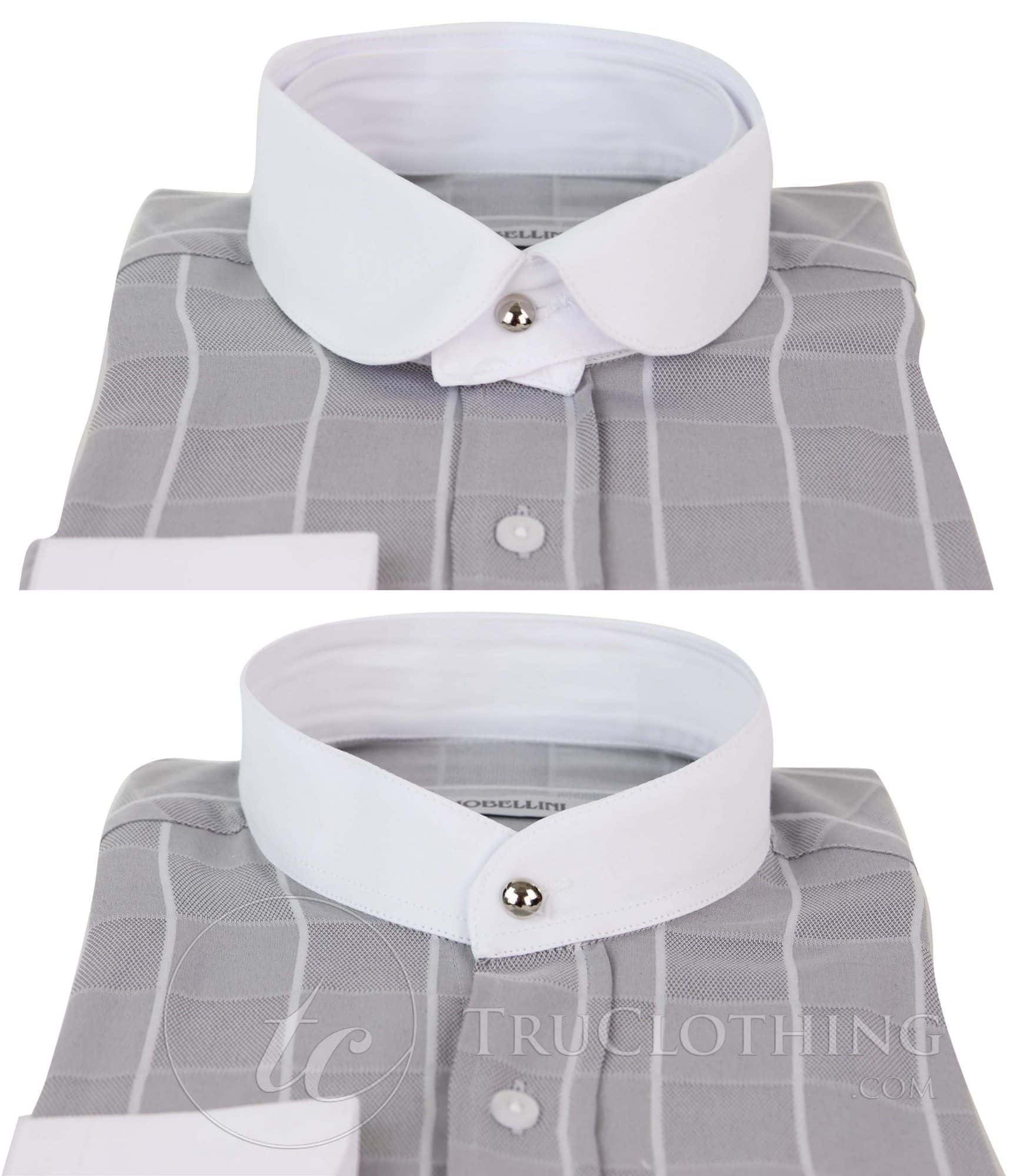 Mens Vintage Check Pattern Shirt with Removable Collar