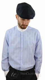 Mens Vintage Check Pattern Shirt with Removable Collar