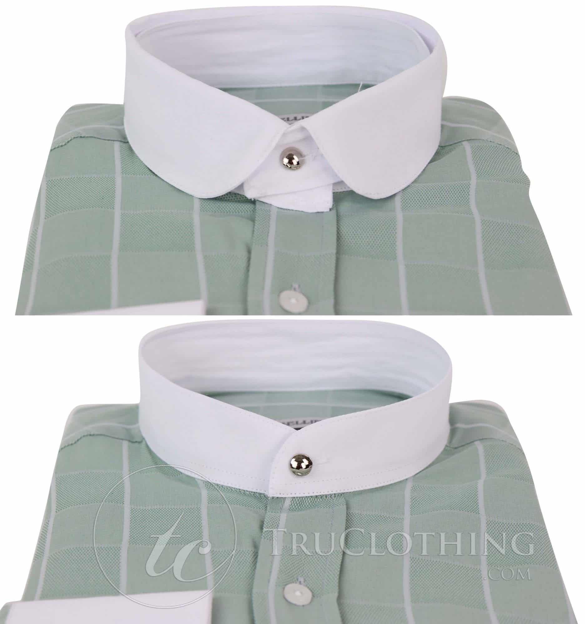 Mens Vintage Check Pattern Shirt with Removable Collar