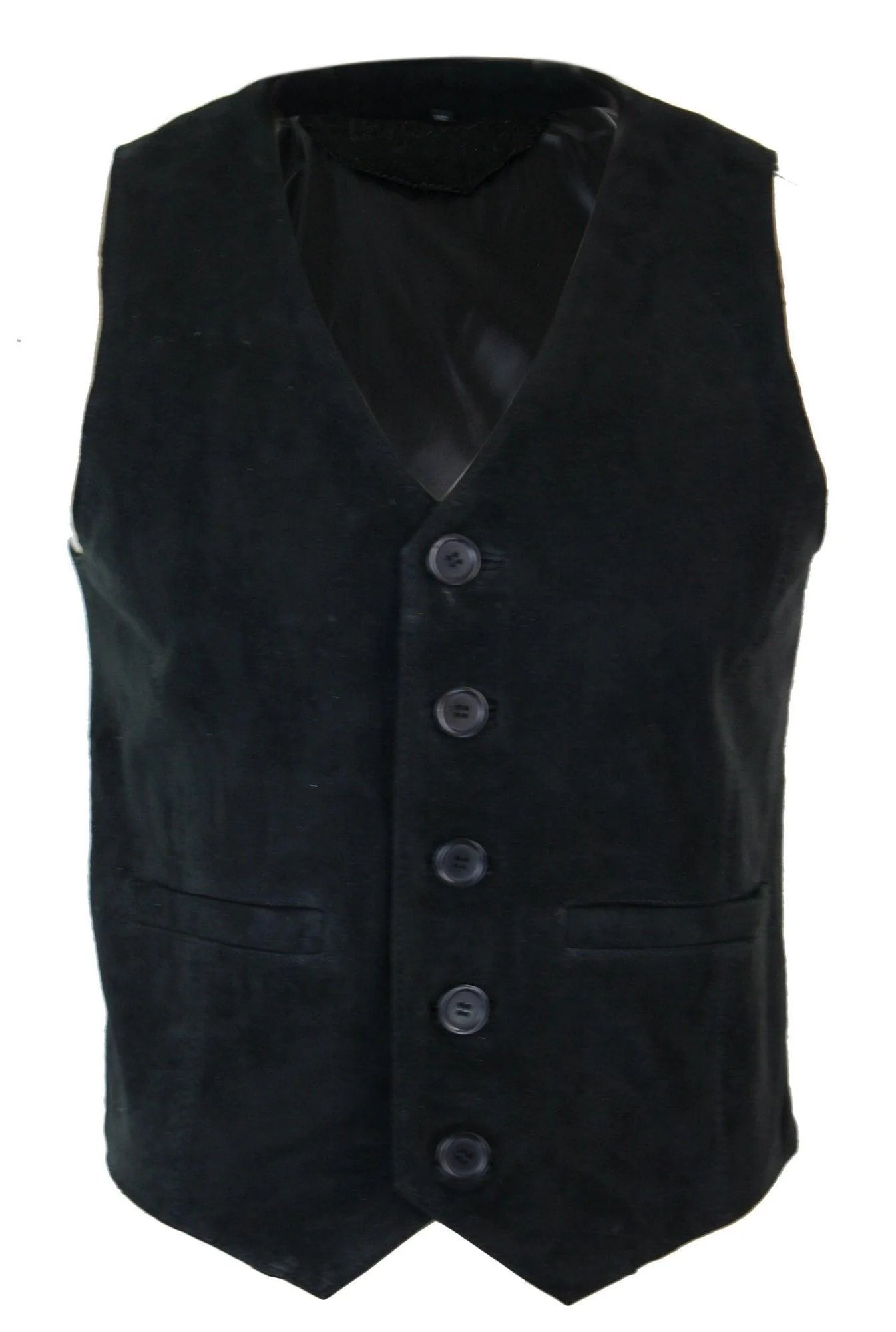 Mens Waistcoat Gilet Real Genuine Suede Leather Retro Vintage Western Vest Black