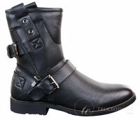 Mens Zip Punk Rock Goth Emo Ankle Boots Brown Black Leather Buckle