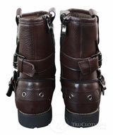 Mens Zip Punk Rock Goth Emo Ankle Boots Brown Black Leather Buckle