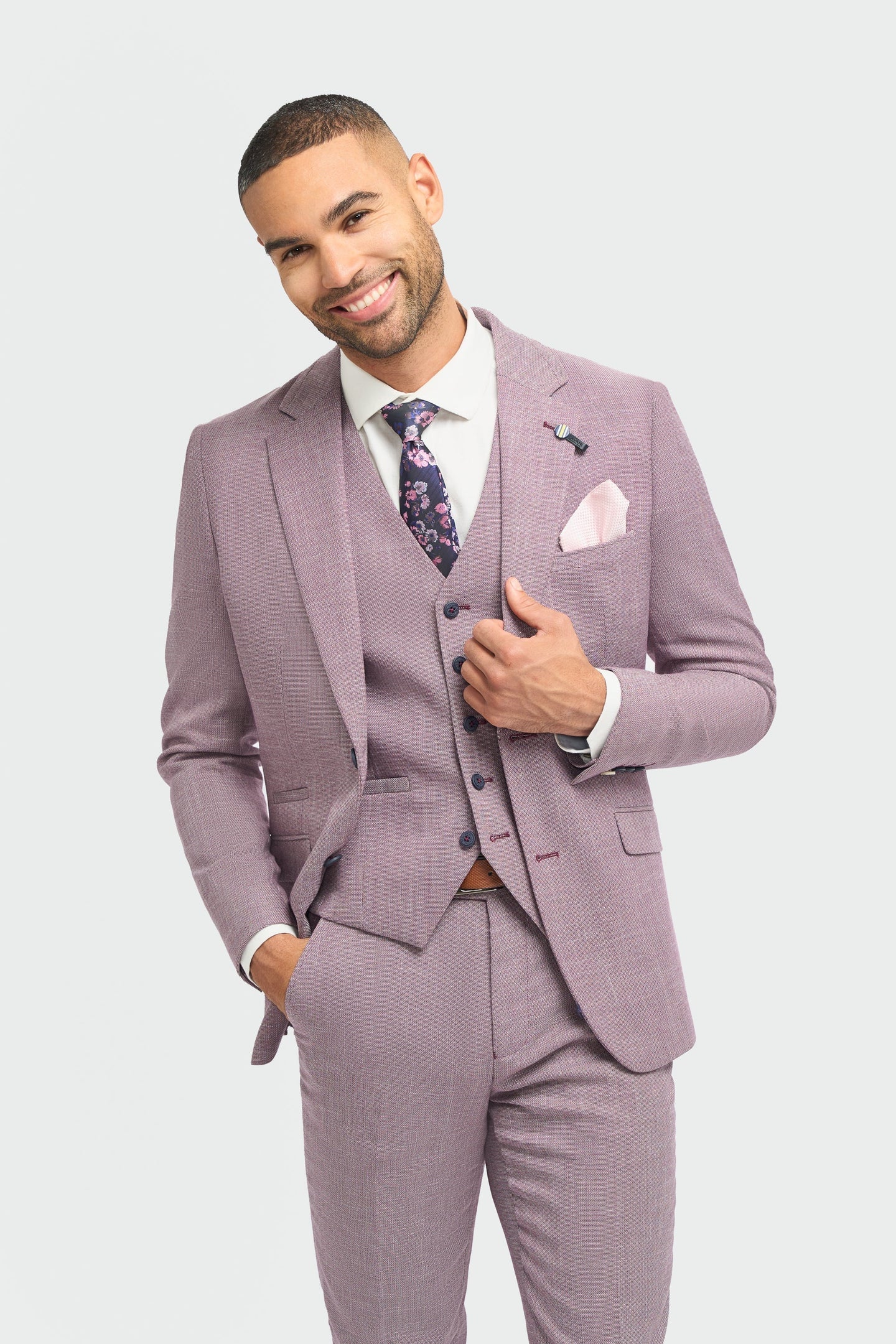 Miami - Pánské růžové letní sako slim fit