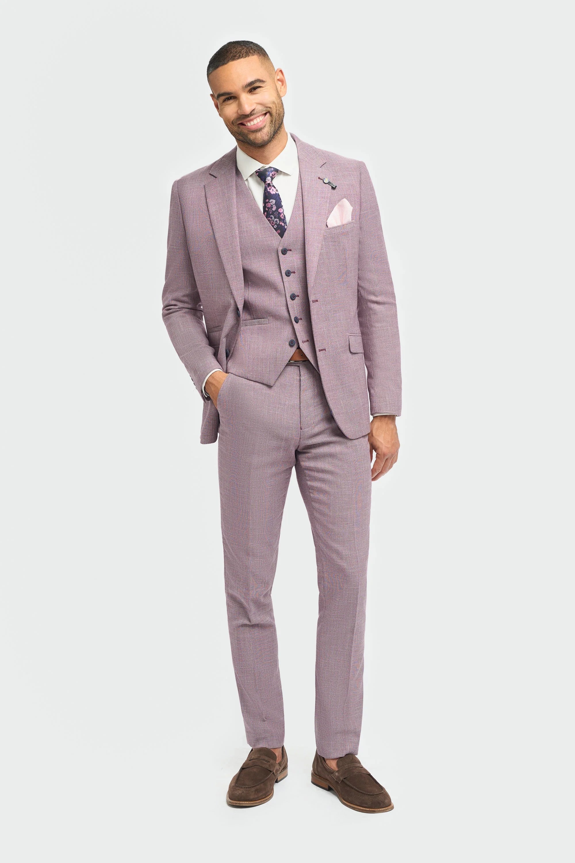 Miami - Pánské růžové letní sako slim fit