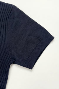 Pánské pletené polo tričko na zip v tmavě modré barvě