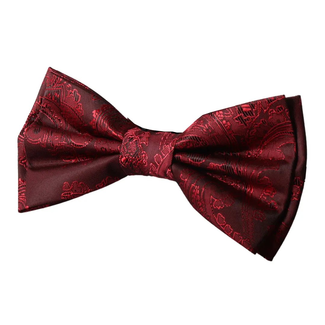 Men's Wine Bow Tie Pocket Square Cuff Links Gift Set