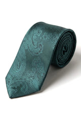 Dárková sada s paisley vzorem a zelenou kravatou, kapesníčkem do saka, manžetovými knoflíčky, květinovým saténem