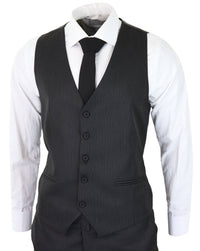 Black Pinstripe 3 Piece Suit - RC20-02