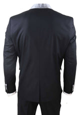Mens 4 Piece Shawl Lapel Suit - Black/Silver