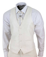 Mens 4 Piece Shawl Lapel Suit - Cream