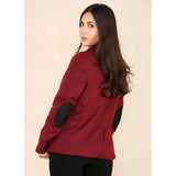 Dámské tvídové sako s motivem rybí kosti, vínově červené, klasické z 20. let