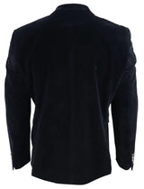 Mens Velvet Blazer Suit Jacket 2 Button Dinner Smart Casual Formal Tailored Fit - Black