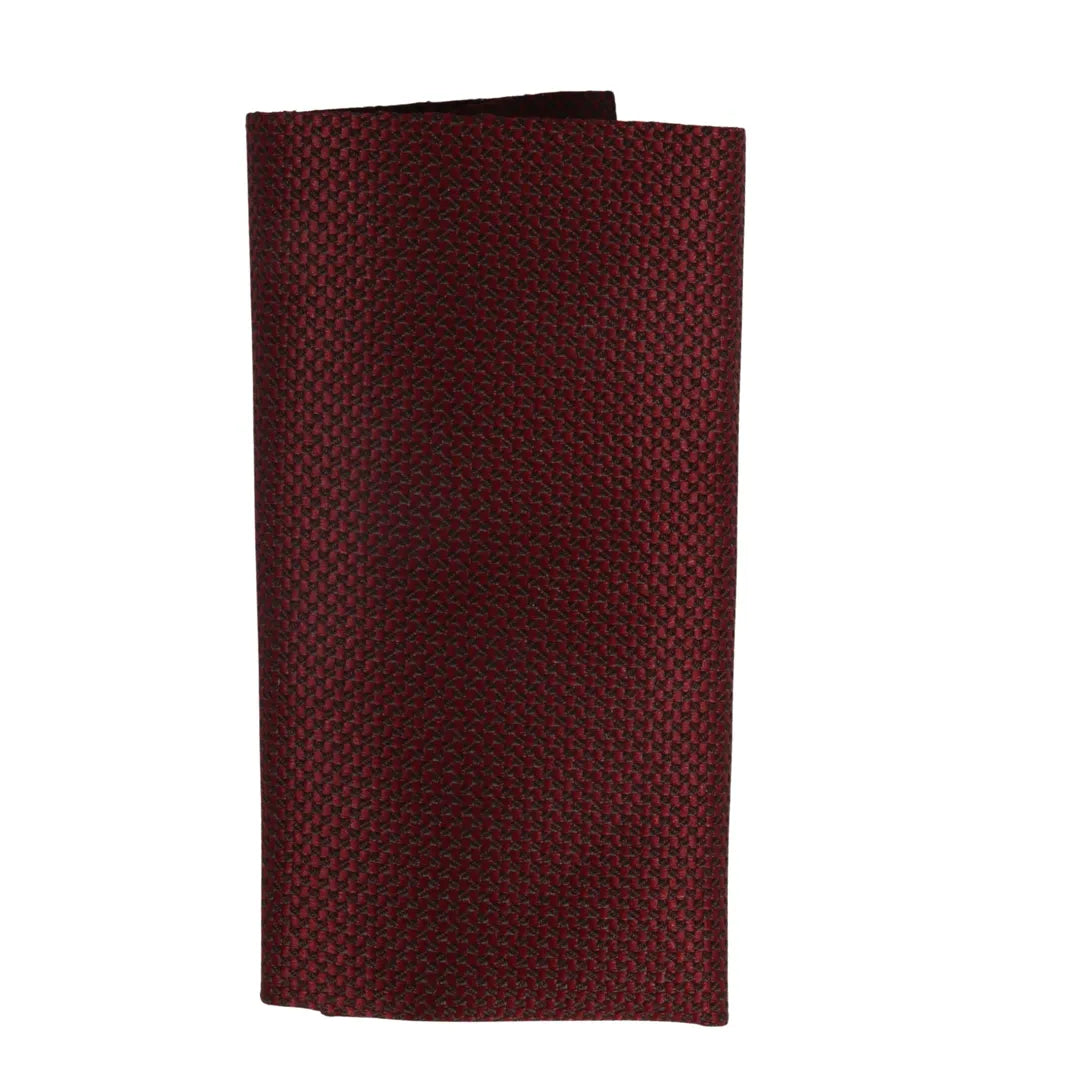 Men's Tie Pocket Sqaure Set Formal Solid Necktie - Wine