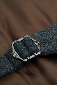 Thomas - Pánská olivová tvídová vesta s motivem rybí kosti z vlněné směsi