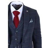 TP-32 - Pánský třídílný oblek z vlněné směsi ve stylu Gatsby, tmavě modrý
