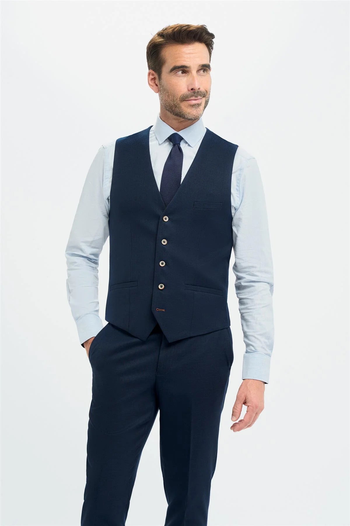 Tropez - Men's 3 Piece Navy Tailored Fit Suit