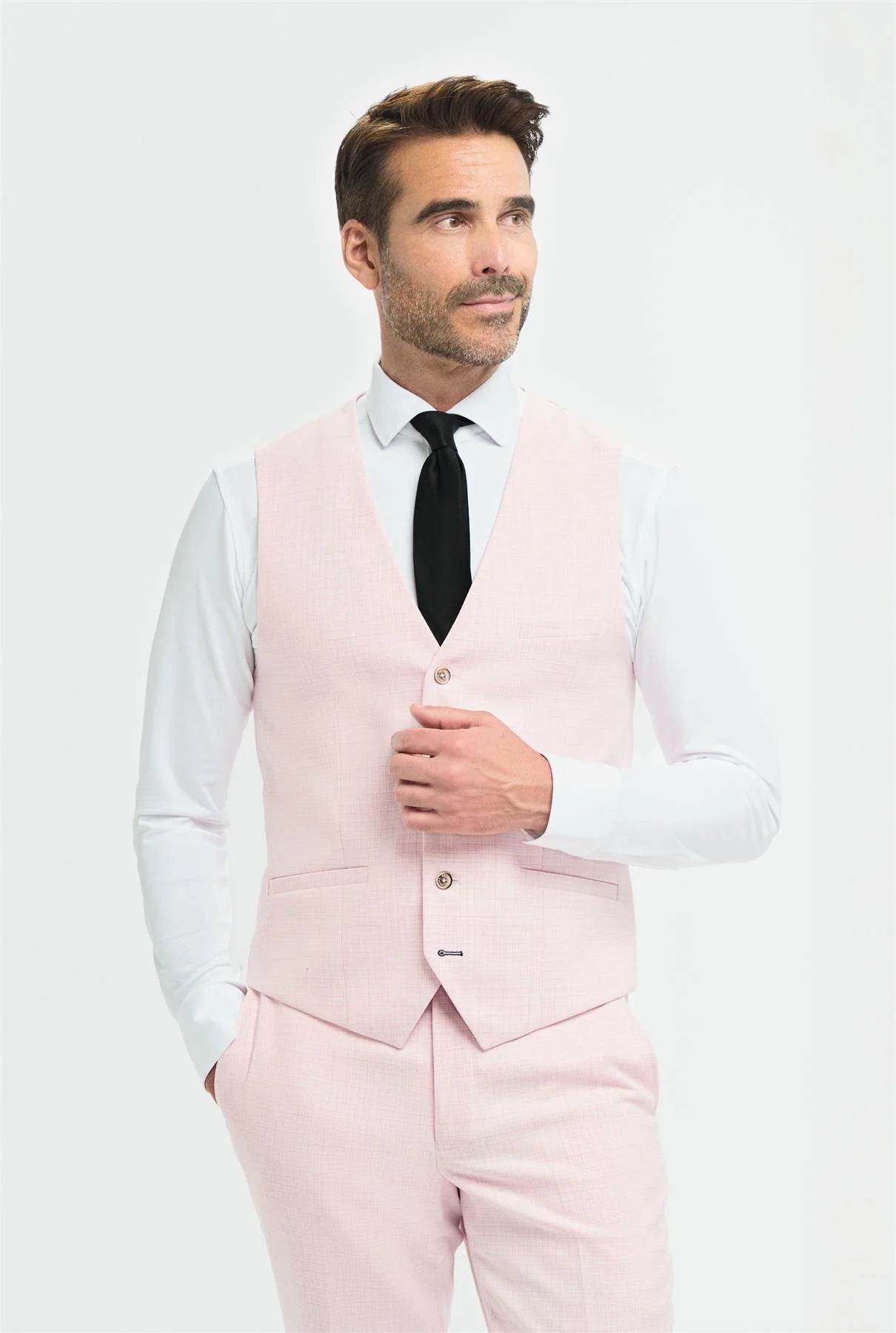 Tropez - Men's 3 Piece Pink Tailored Fit Suit