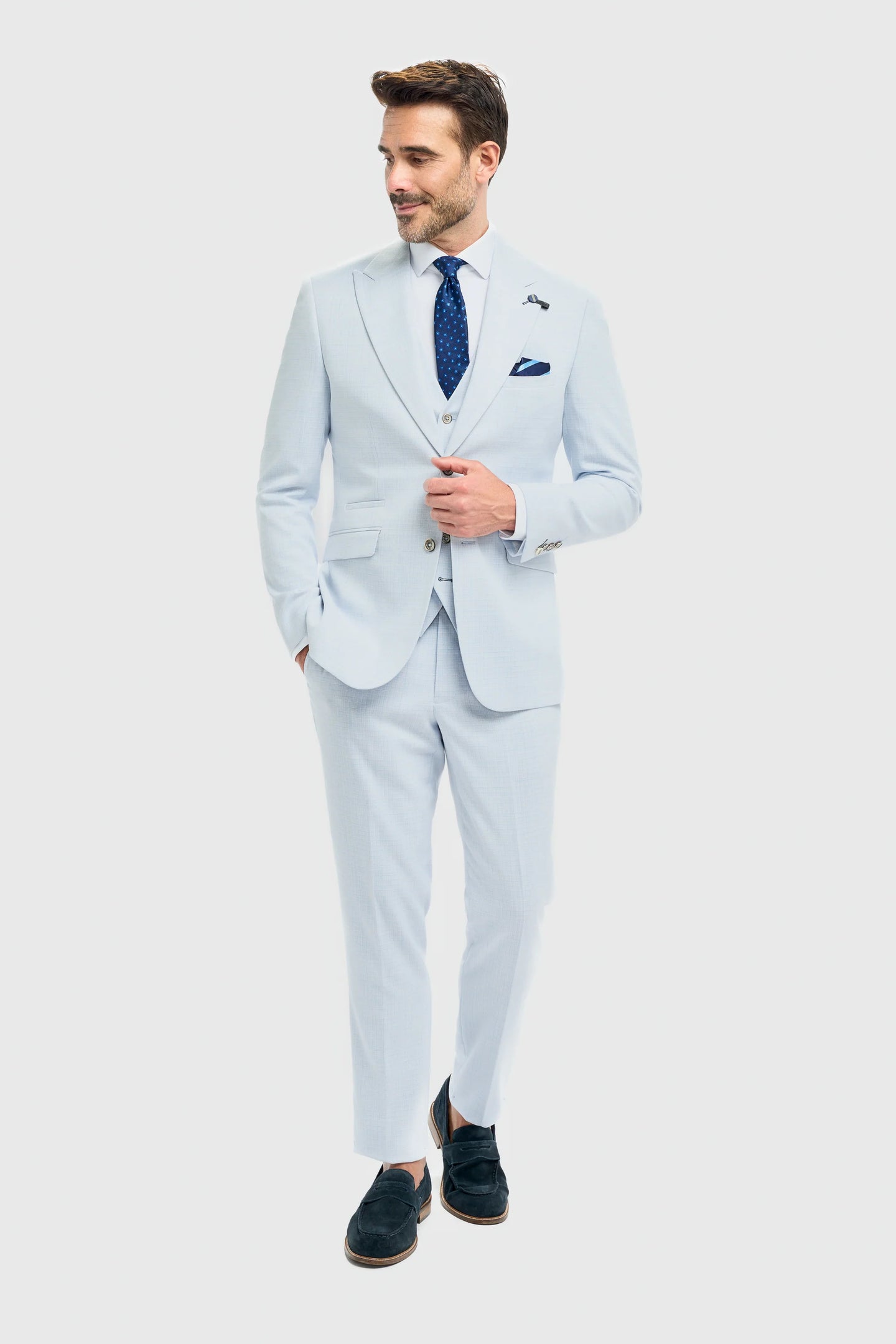 Tropez - Men's 3 Piece Sky Blue Tailored Fit Suit