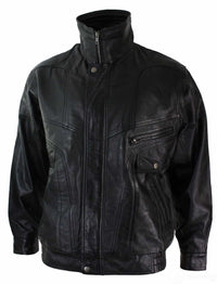 Mens Classic Bomber Black Nubuck Washed Brown Real Leather Jacket-Black