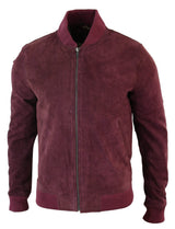 Varsity Mens Real Suede Leather Bomber College Jacket Classic Retro Vintage - Burgundy