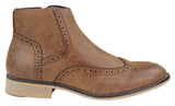 Mens Zip-Up Peaky Blinders Brogue Boots