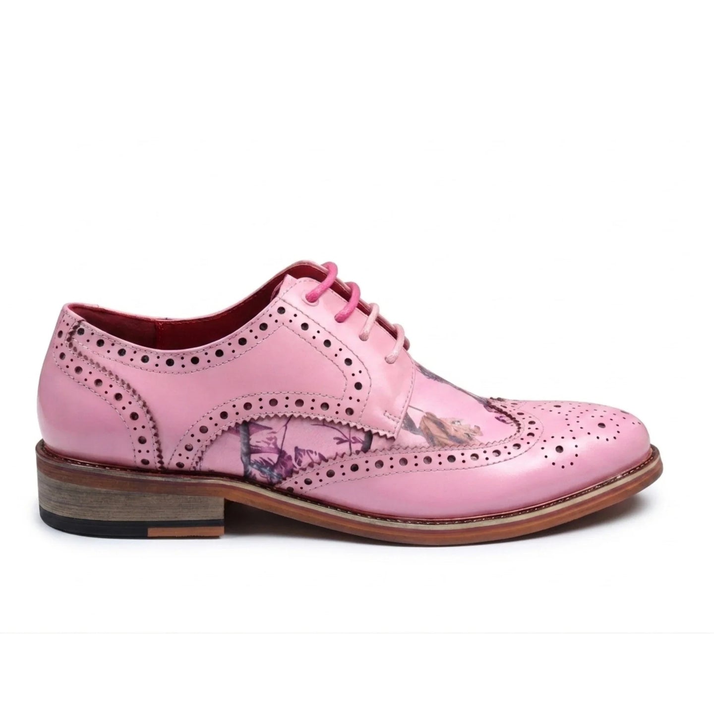 Pánské růžové květinové brogues s křídlovým vzorem Wolf