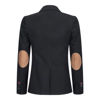 Womens  Blazer Suit Wool Tweed Elbow Patch 1920s Vintage Classic Black