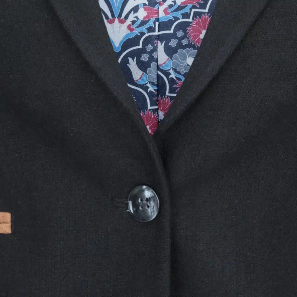 Womens Waistcoat Suit Wool Tweed Elbow Patch 1920s Vintage Classic Black