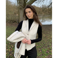 WSN15 - Dámská krémová tvídová vesta z vlněné směsi