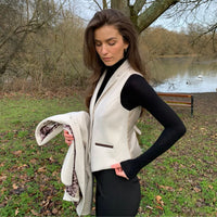 WSN15 - Dámská krémová tvídová vesta z vlněné směsi